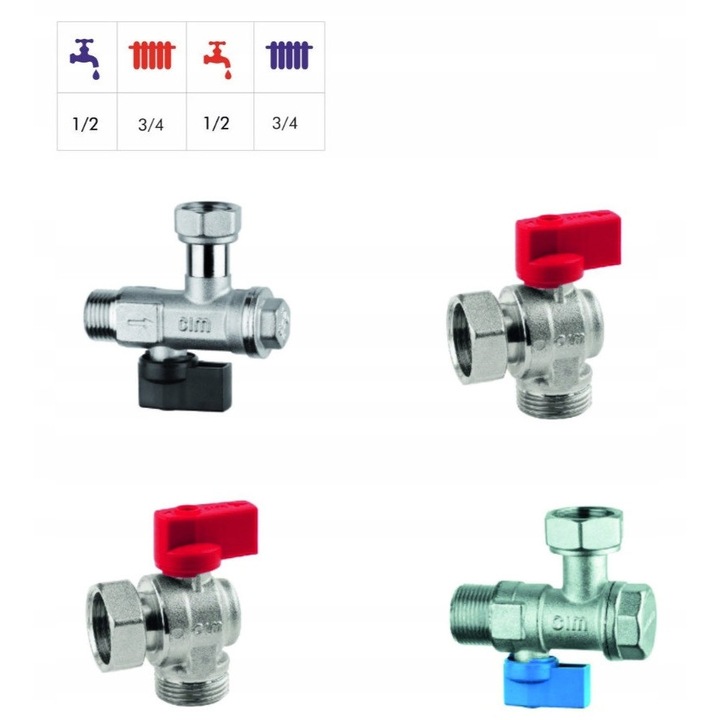 R484901004 univerzális sarokszelep készlet szűrőkkel, 1/2" és 3/4", gázkazánokhoz, mosiad
