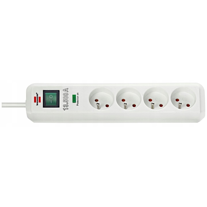 Разклонител Brennenstuhl Eco-Line, 4 контакта, защита от пренапрежение, сив, 1,5м