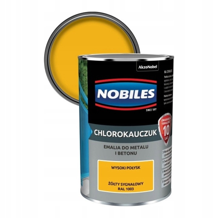 Email Nobiles Chlorokauczuk 900 ml, сигнално жълт, устойчив на атмосферни влияния