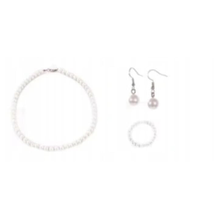 Zestaw costum pentru batrana, peruca gri, accesorii perle, masti si costume carnaval