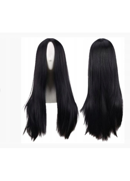 Peruca femei, lunga, neagra, par drept, 75 cm, set ajustabil