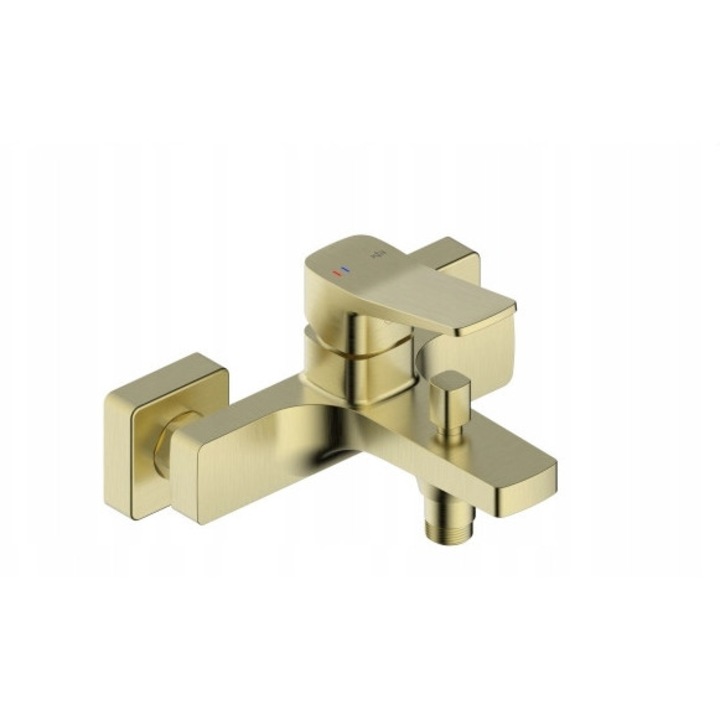 Baterie sanitara KFA Armatura Malaga, montare pe perete, aur invechit, 2 orificii, 153mm lungime duza