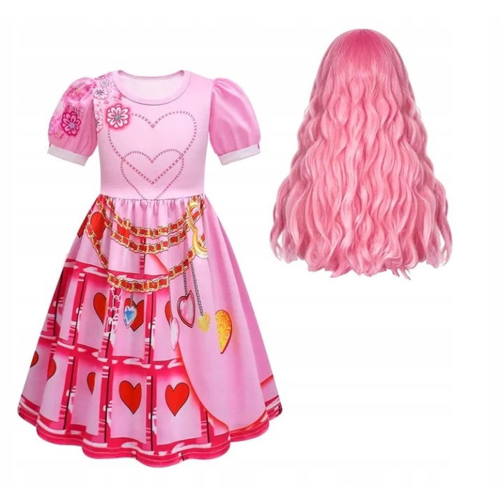 Costum Cosplay Descendants 4 The Rise, rosu, marimea S, set cu peruca