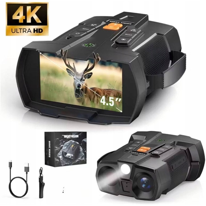 Inskam 4K Ultra HD дигитален уред за нощно виждане, 10x увеличение, 4.5 инчов екран, 5000mAh батерия
