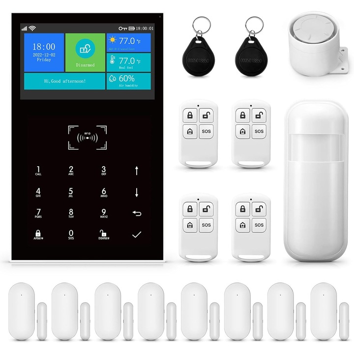 Sistem alarmant wireless PGST 4G WiFi, extindere pana la 100 senzori, functii GSM, pentru acasa