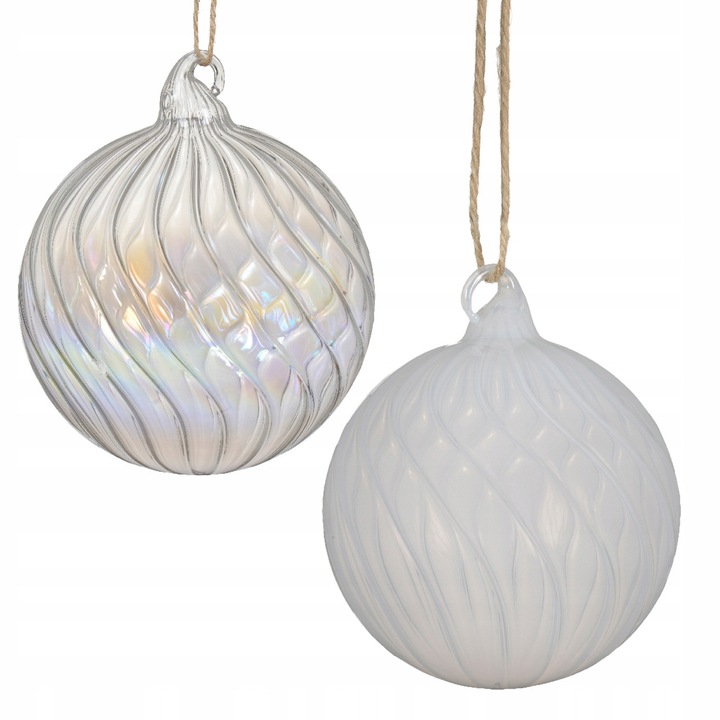 Set 6 Globuri de Craciun, Kaemingk, Iryzate, Alb Zapada, 10cm