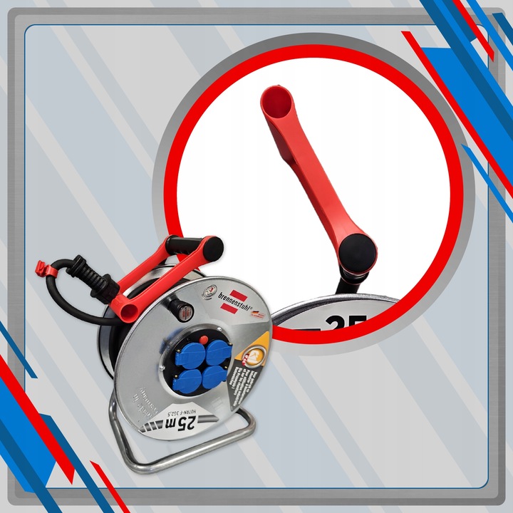 Prelungitor bebanos Brennenstuhl 25m, IP44, 3x2,5mm2, argintiu-rosu-albastru, cu cablepilot