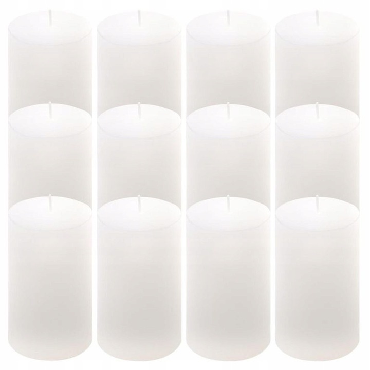 Комплект от 12 бели рустикални свещи, 11,5x6,8 см