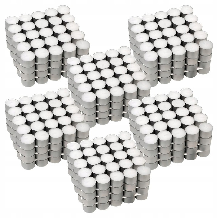 Комплект от 600 чаени свещи без аромат в алуминий, време на горене 8 часа