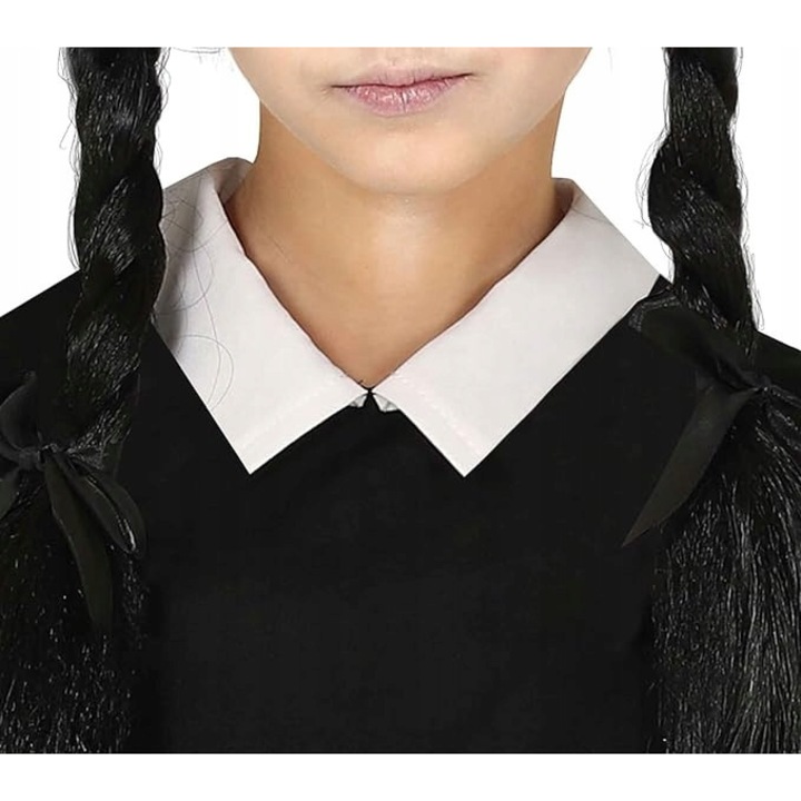 Costum de Halloween Wednesday Addams, rochie cu curea, 11 ani, 150 cm, poliester