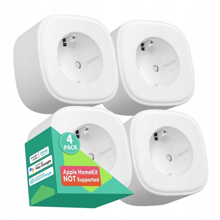 Set 4 Prize Inteligente WiFi Meross, Control Vocal, Programabile, Alb