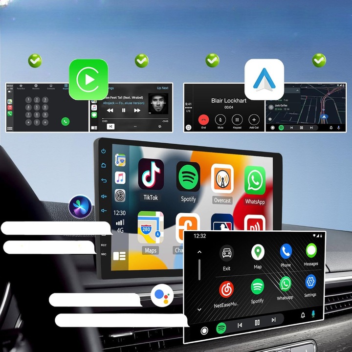 Camecho 9'' Android autórádió, 2/64 GB, Bluetooth, tolatókamera, 177x50mm