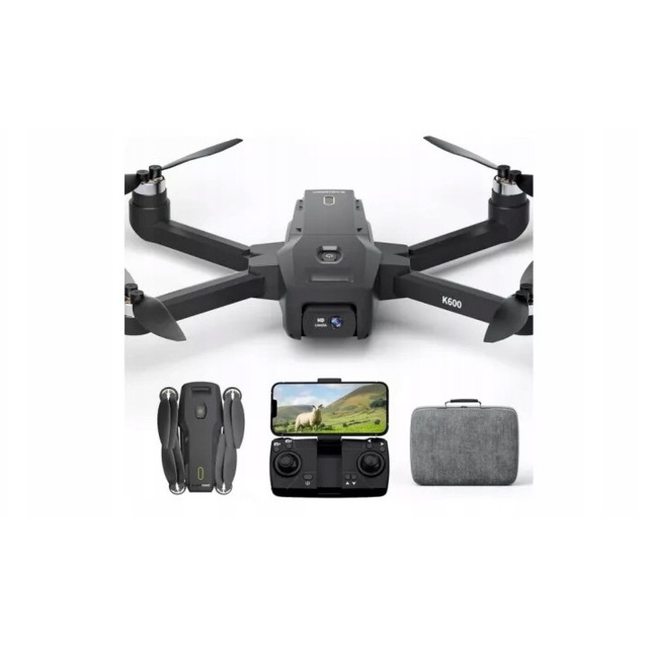 Drona két 1080P kamerával, KARUISRC K600, WiFi FPV, 3 sebesség, fekete