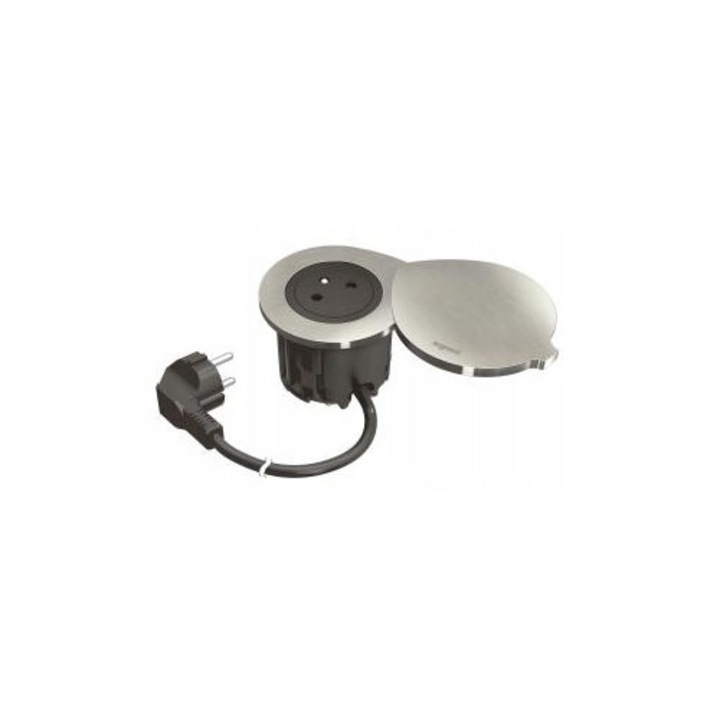 Мебелен контакт Legrand, 2P+Z, 1 място, пластмаса, черен, 2м