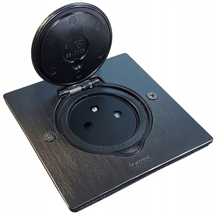 Gniazdo podlogowe Legrand Mosaic 079121L, IP44, grafit, set cu pusca BATIBOX 80mm x 50mm