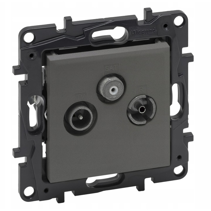 Gniazdo TV-RD-SAT, Legrand Niloe Step, 5-68 MHz/120-862 MHz, 950-2400 MHz, Stal, Montaj pe suruburi