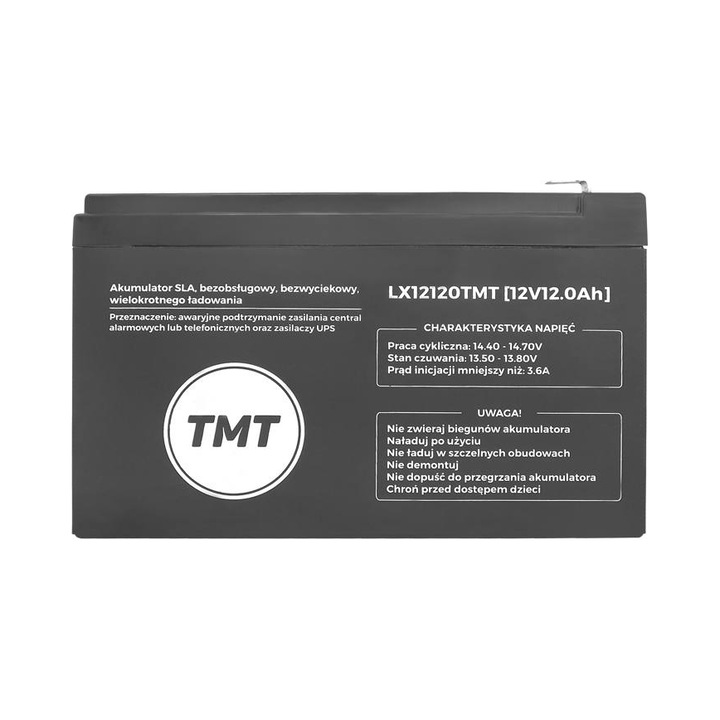 Akumulator gel TMT 12V 12Ah, fara intretinere, dimensiuni 148x95x95mm, greutate 3.25kg