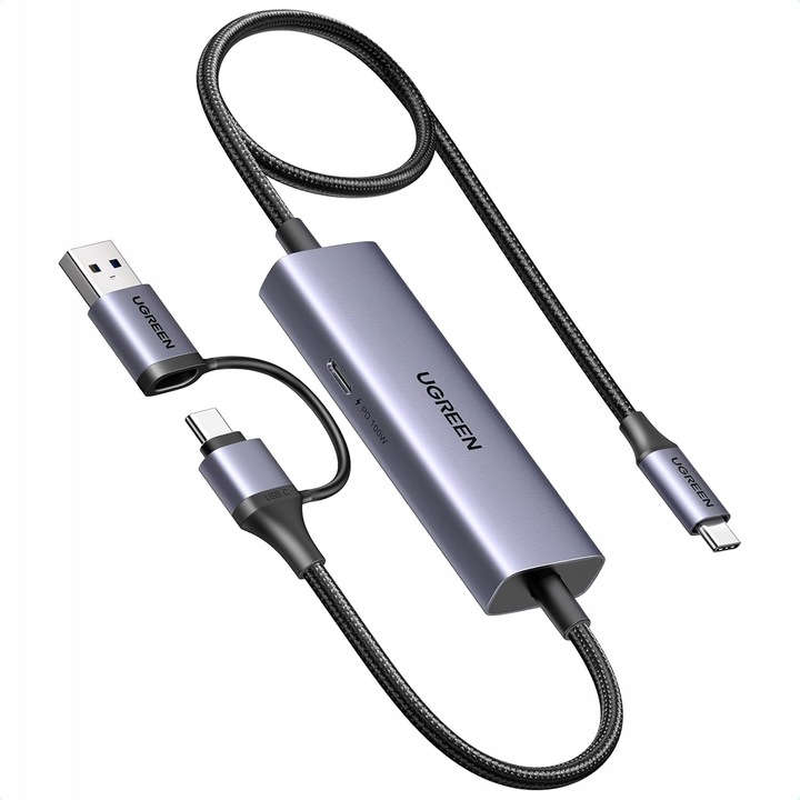 UGREEN CM726 4K видео записващ хъб, сив, USB-A/C, широка съвместимост