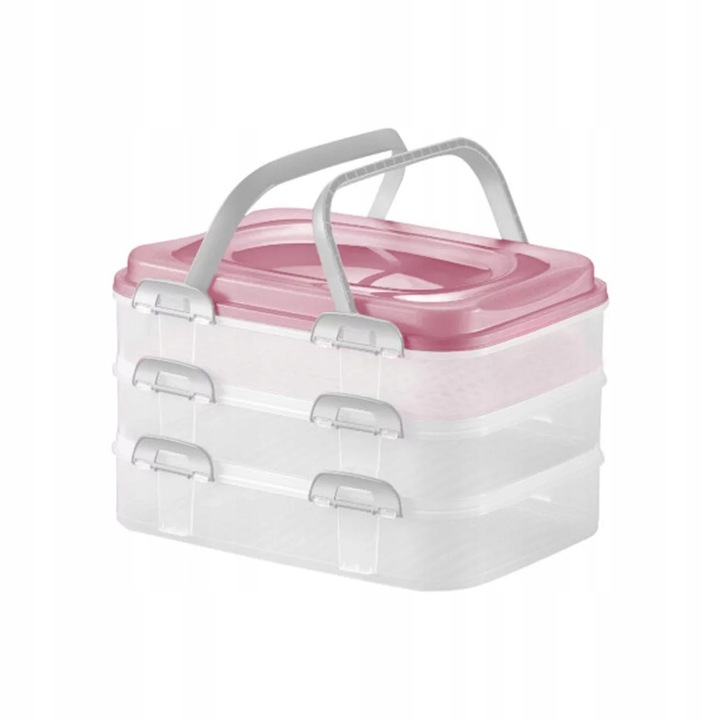 Кутия за храна на три нива Domotti Dolce, 30x40x24.3см, синя, комплект с незалепваща тава