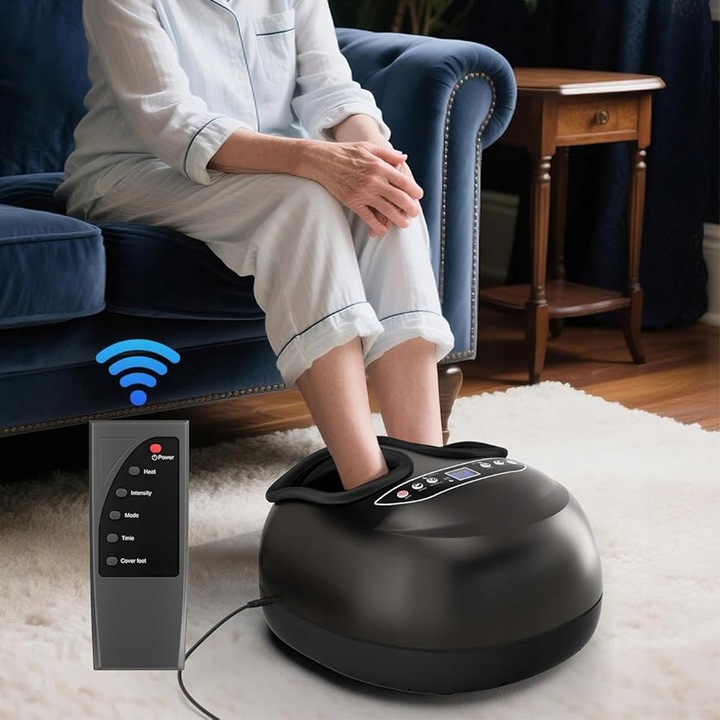 Lábmasszírozó, 6 masszázstechnika, távirányító, fűtés