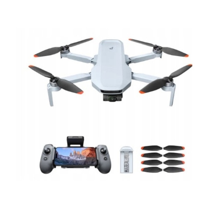 Dron Potensic ATOM 2, 4K HDR, 48MP, 2x baterii, 25,2x5,8x30cm, gri deschis
