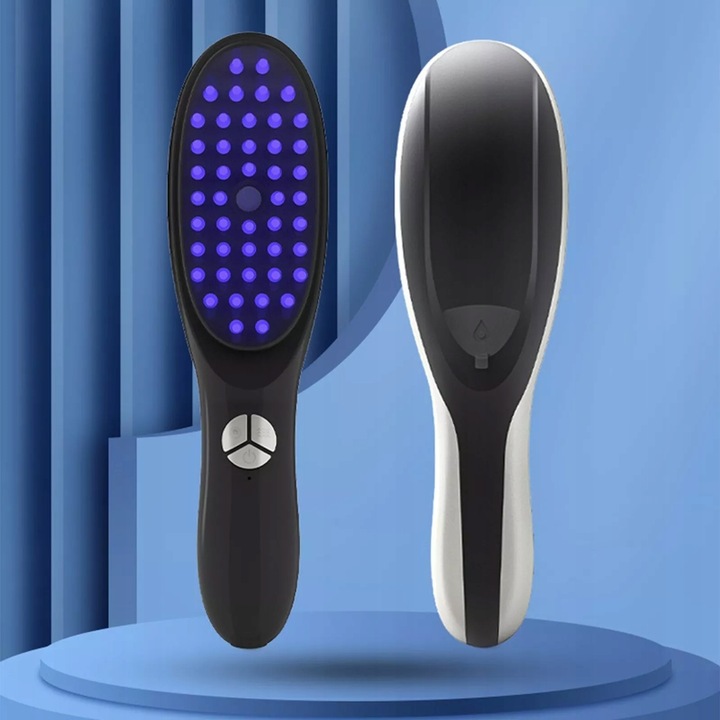 Pieptene electric cu LED pentru masajul scalpului, BEDEE, negru, cu functie de difuzare