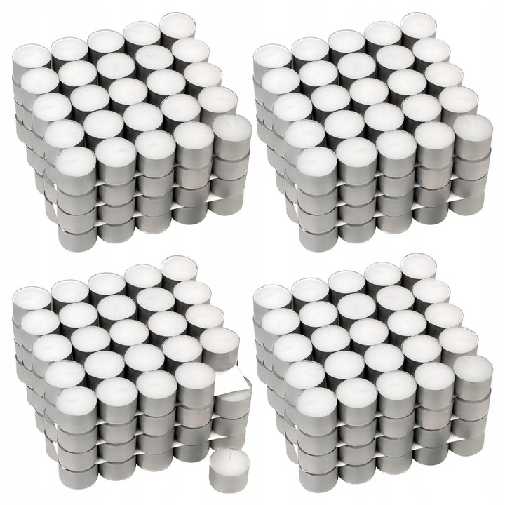Комплект 400 чаени свещи, бели, 2,4x3,5 см, без аромат