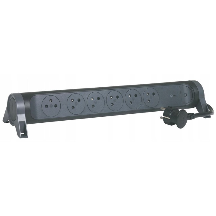 Prelungitor cu protectie 6X2P+Z Legrand 1,5m negru, 6 prize, dimensiuni 10x6,5x42,4cm