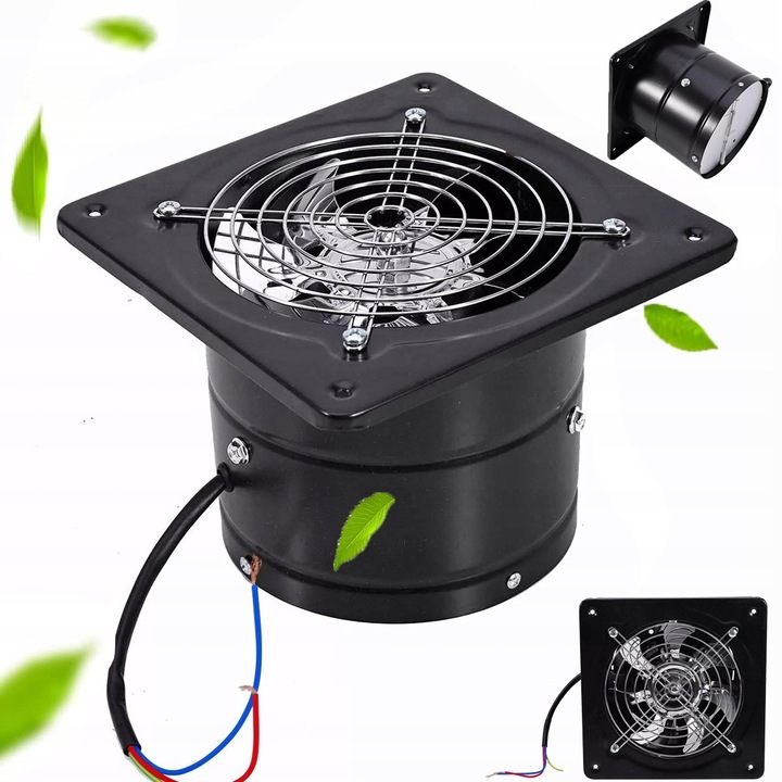 Ventilator axial de ventilatie, 150mm, negru, 2600 rpm, 19x19x13,5cm, set cu regulator de viteza