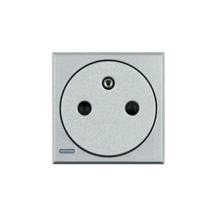 Gniazdo 2P+Z 16A set, Legrand, Axolute, aluminiu, 71x71mm