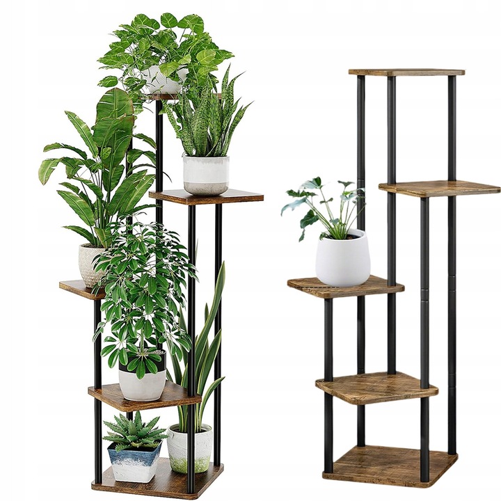 Suport pentru plante, metal si lemn, 5 niveluri, 106.7cm