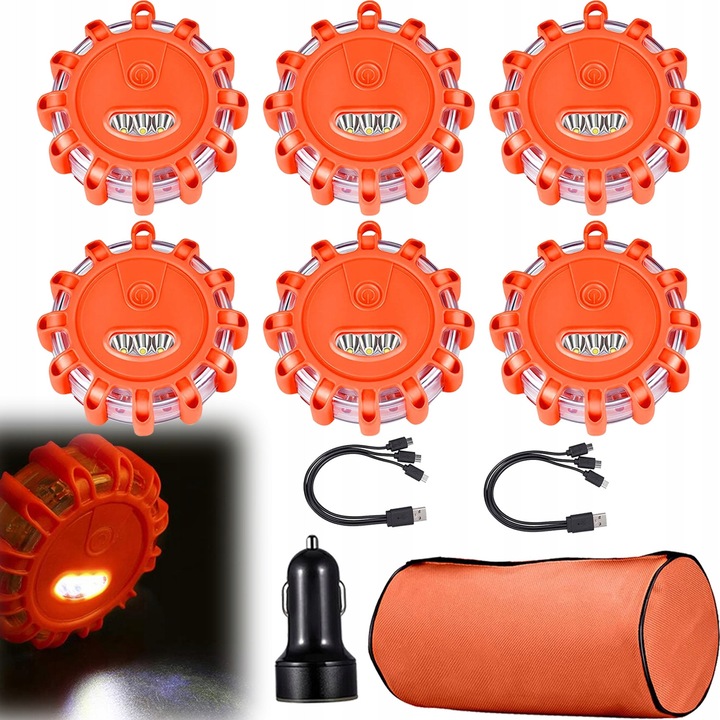 Set 6 Proiectoare LED Flara Blit, Lampa de Avertizare Magnetica, Multicolor