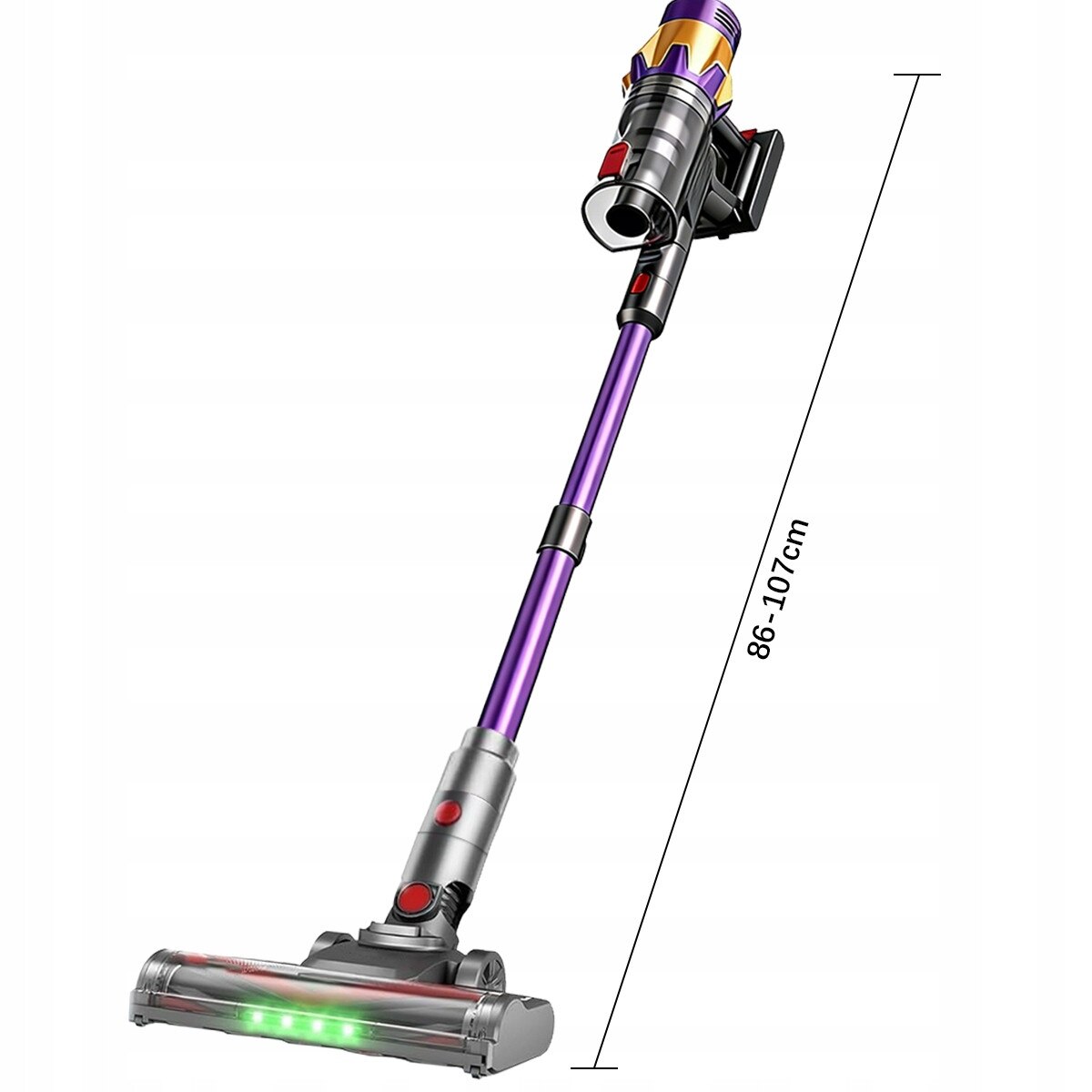 Aspirator vertical fara fir cu perie electrica LED, puternic