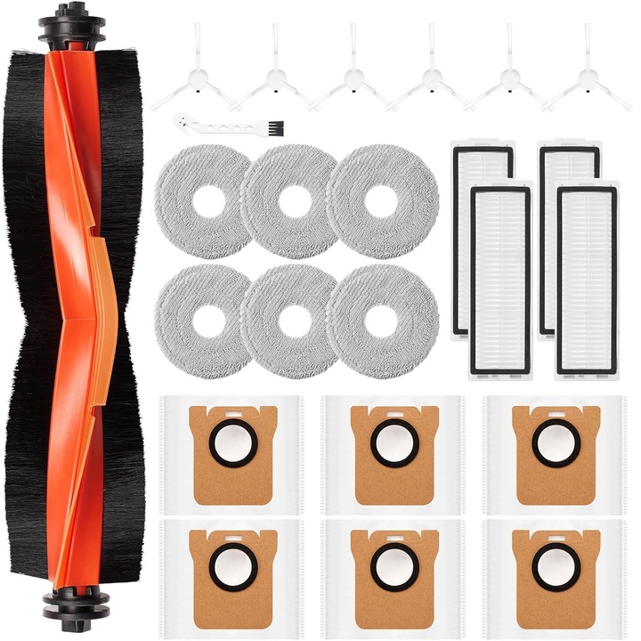 Set 24 accesorii aspirator Xiaomi X20+/X10+, 1 perie principala, 6 mopuri, 6 saci de praf, 4 filtre HEPA