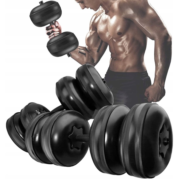 Set hantle przenosne cu apa, 15-20 kg, material durabil, antiderapant, multicolor, 1 kg