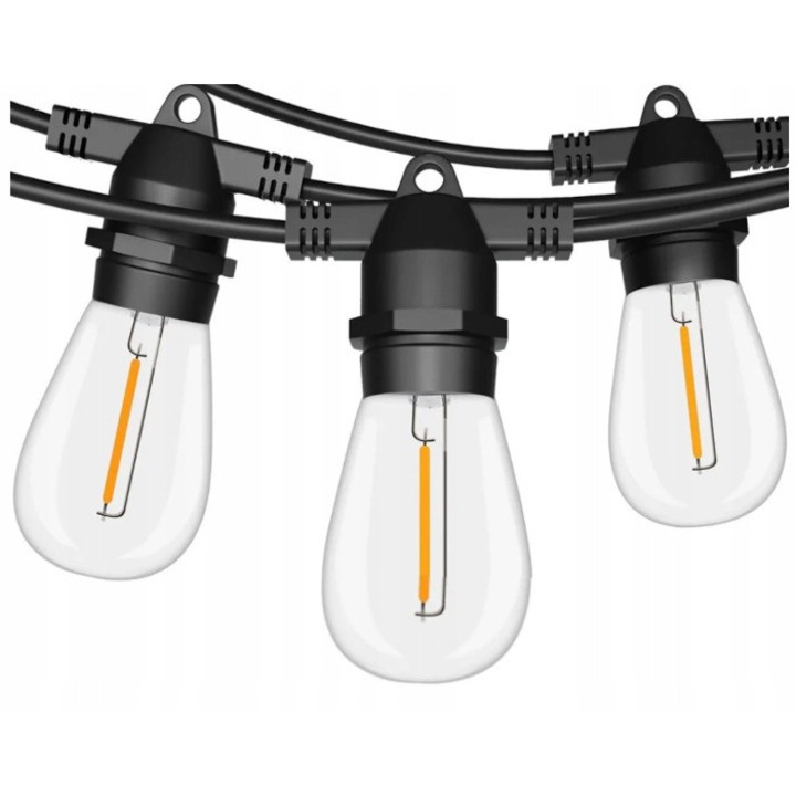 Napelemes füzér 10 LED izzóval, vízálló, 5m, K&K