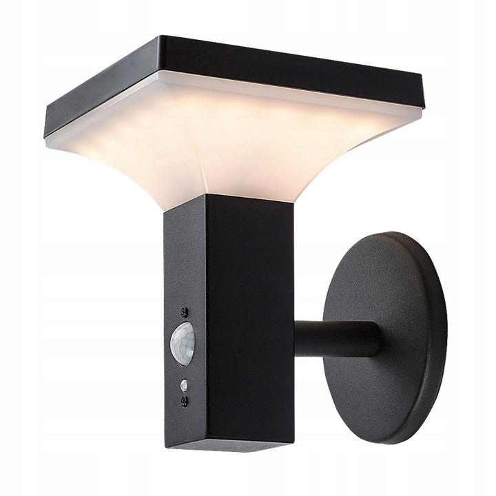 Стенна соларна лампа Rabalux Geleen, LED 4W, IP44, черна, със сензор за движение