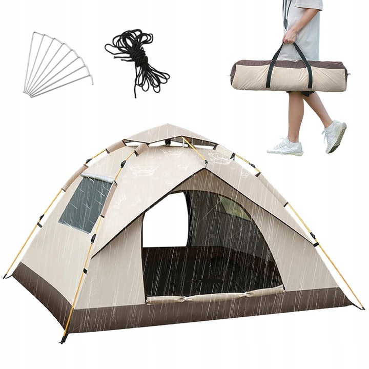 Cort camping 2 persoane, pop-up, turistic, multicolor