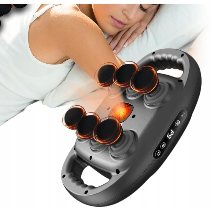 Masajer pistol cu 6 capete de masaj, 9 moduri, multicolor