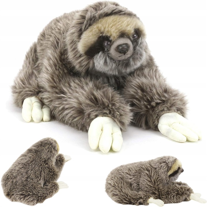 Плюшена играчка, ленивец, розово-червено, 16x3,5см, комплект с 1 цилиндричен гребен