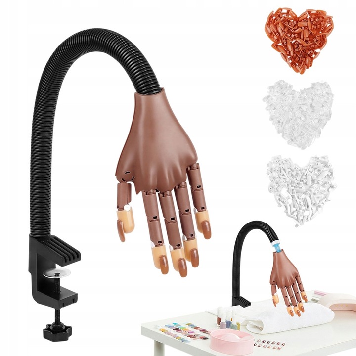 Reka de antrenament pentru unghii BEDEE, 300 tipsuri, culoare maro, cu suport elastic