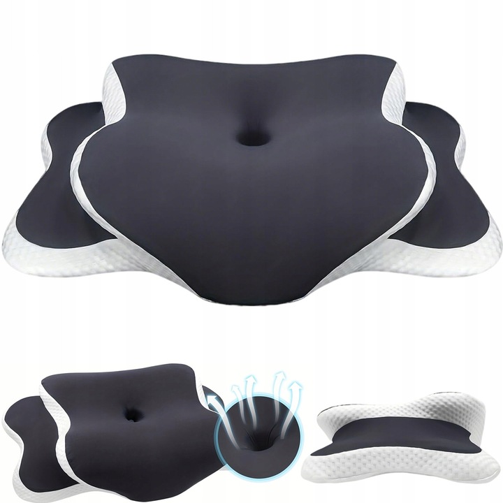 Perna ortopedica din spuma cu memorie, 60x40x10/14cm, culoare gri inchis, set de 1 buc.