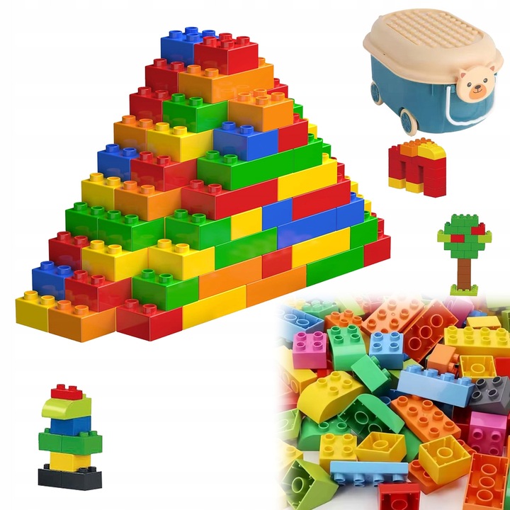 Set de constructie, 73 klocki, 2 placi de baza, multicolor