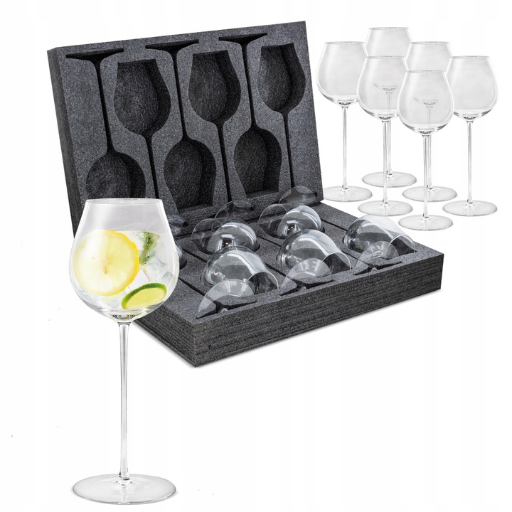 Set 6 pahare de vin XXL, 1250 ml, CN, 34,5x13cm, sticla, forma clasica