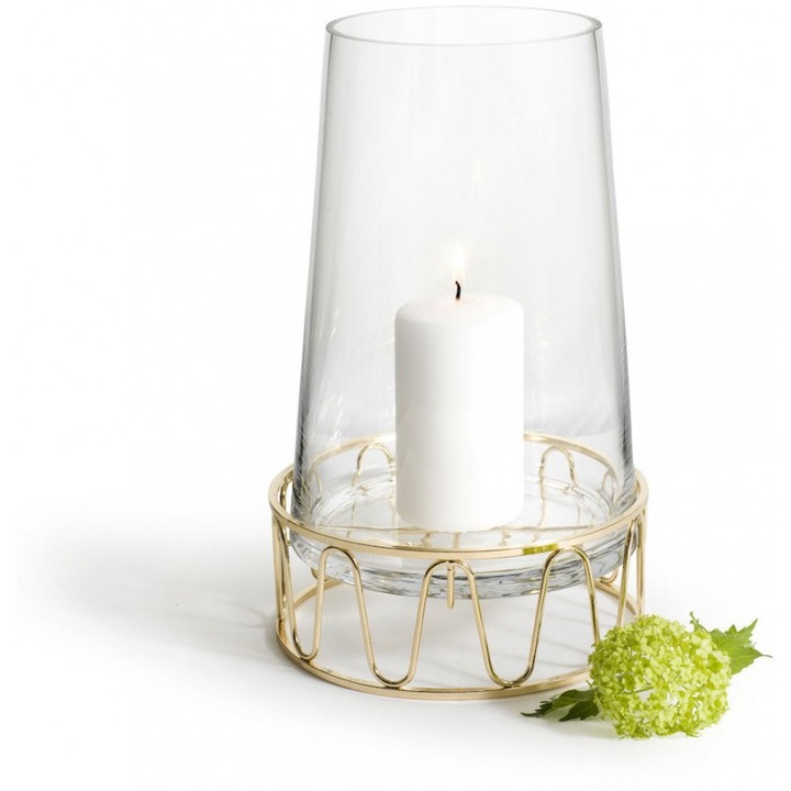 Suport lumanari si vaza, Sagaform, Winter, sticla/otel, 28x16cm, aurie