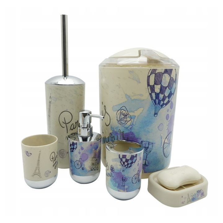 Set accesorii baie 6 elemente, bej, dimensiuni variate