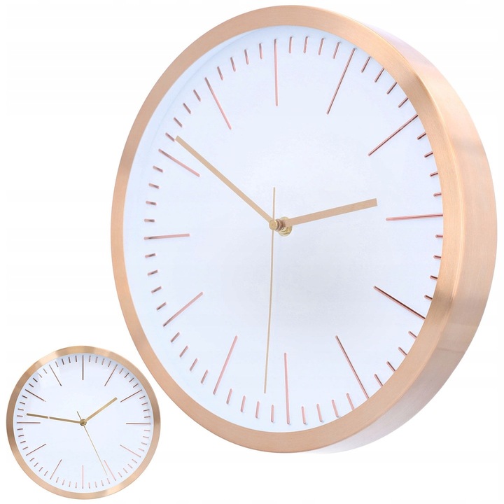 Ceas decorativ de perete, alb, 30x30cm, design modern, mecanism precis