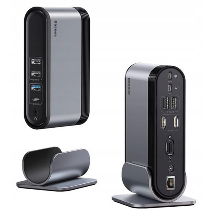 Statie de docare Baseus 14W1, 4K, HDMI, VGA, Ethernet, 100W, pentru laptopuri, multicolor