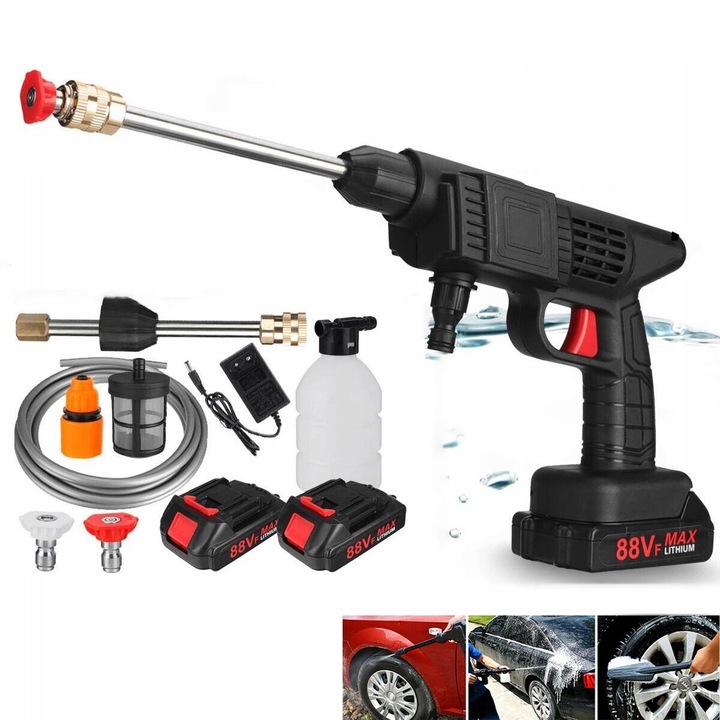 Aparat de spalat cu presiune BEDEE, 1500W, acumulator 10000mAh, negru, set complet