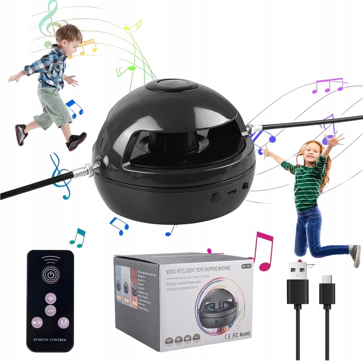 Masina automata de sarit coarda BEDEE, Bluetooth, LED, 1-10 viteze, neagra, 136x95mm, set complet